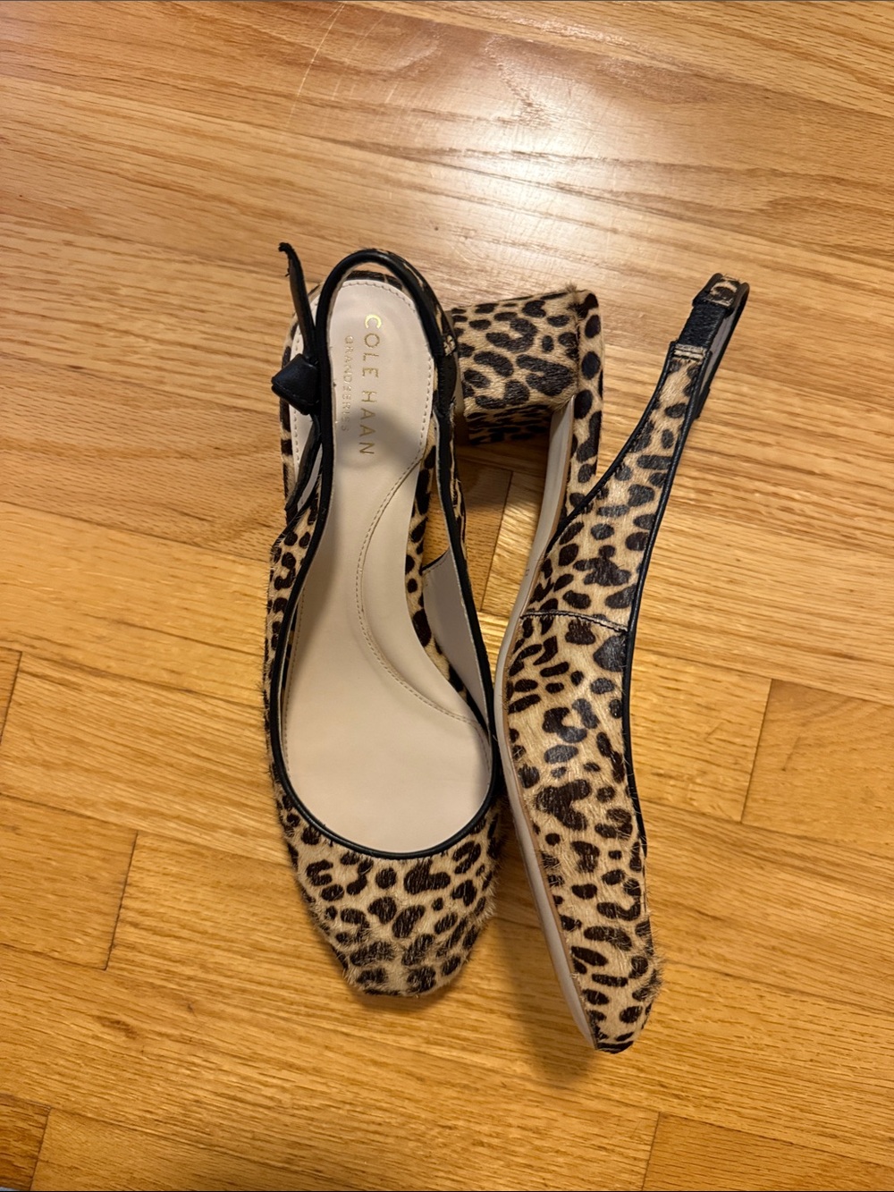 Cole Haan Leopard-Print Slingback Pumps in Tan and Black